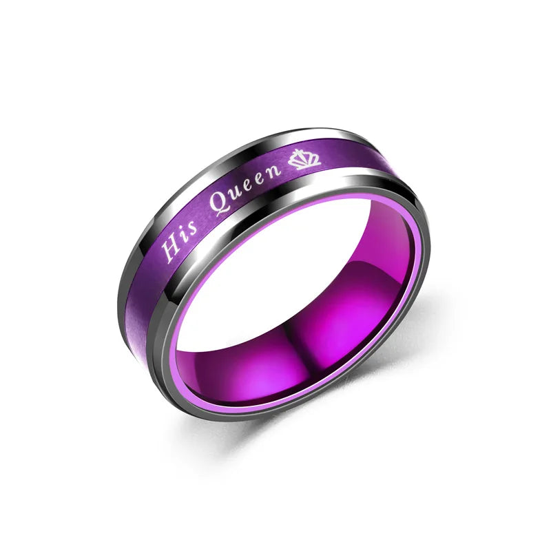 New Couple Rings Her King His Queen Stainless Steel for Women Men Crown Romantic Anniversary Wedding Bands Ring Jewelry Gifts