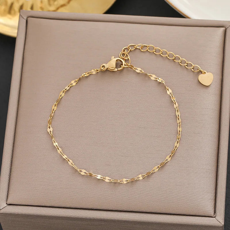316 Stainless Steel Butterfly Heart Belt Twist Multilayer Chain Bracelet For Women Jewelry Party Gifts Bijoux Pulsera