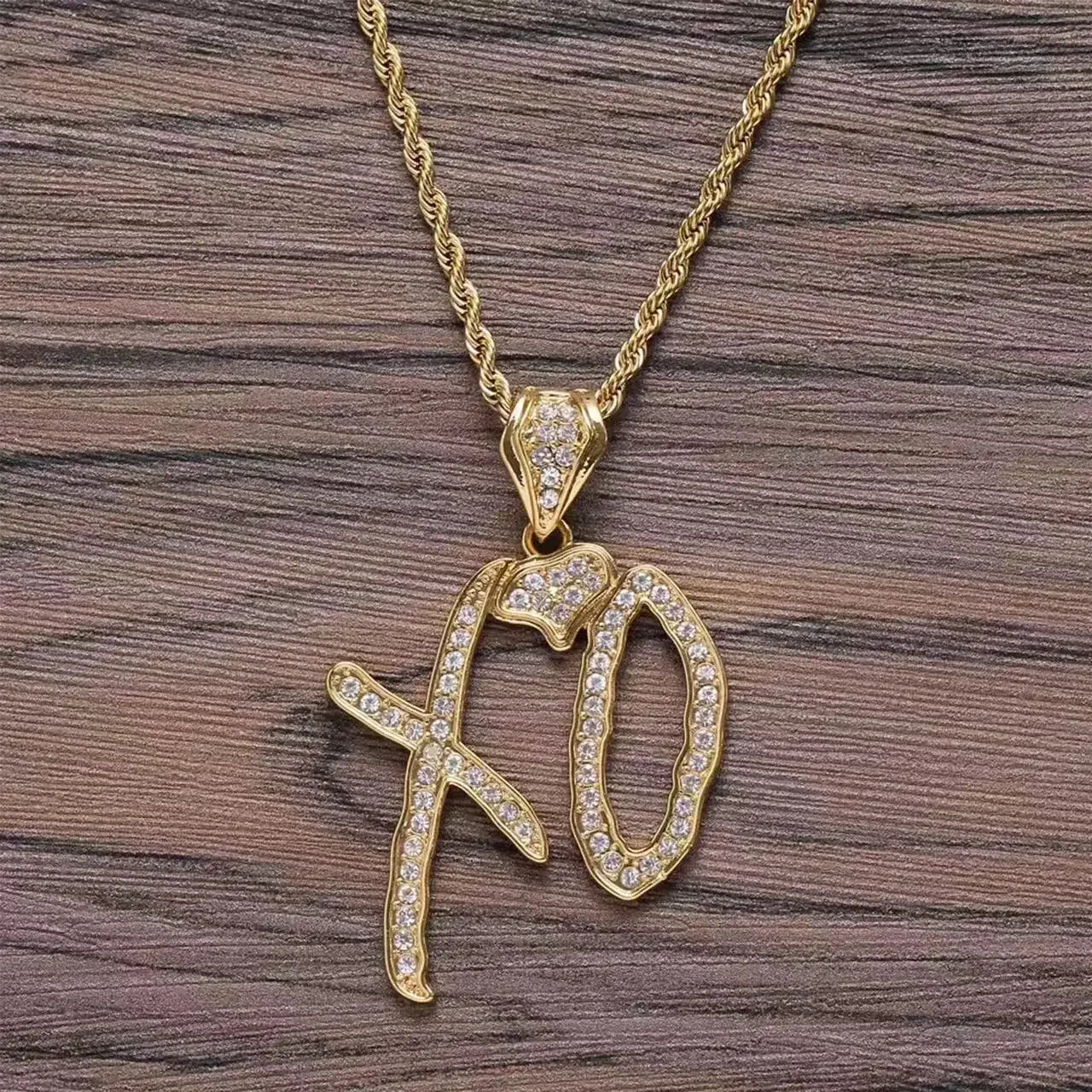 Hip-Hop Iced Out Spades Playing Card Necklace Men\'s Personalized Street Hip-Hop Rock Trend Jewelry Cool Luck Necklace
