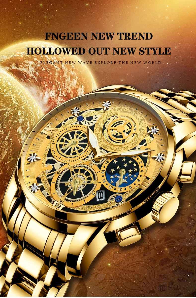 BINBOND Luxury Fashion Casual Quartz Men Watch Stainless Steel Strap Luxury Dial Luminous 30M Waterproof Business Men Wristwatch