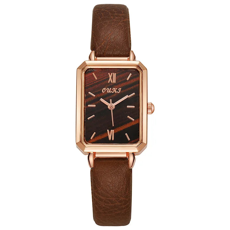 Small Square Watch with Rhinestones for Women Simple Casual Fashion Small Green Quartz Watch Ladies Wrist Watches Reloj Mujer