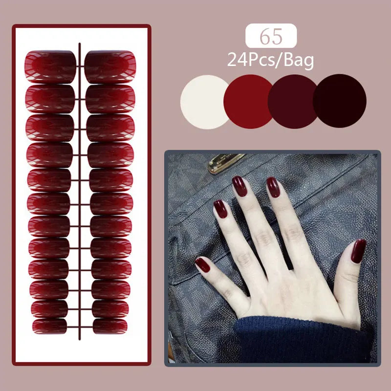 24Pcs/Set White French Press on Fake Nails Full Cover Artificial Wearable Nail Beauty Tips Naked French White False Nails Art