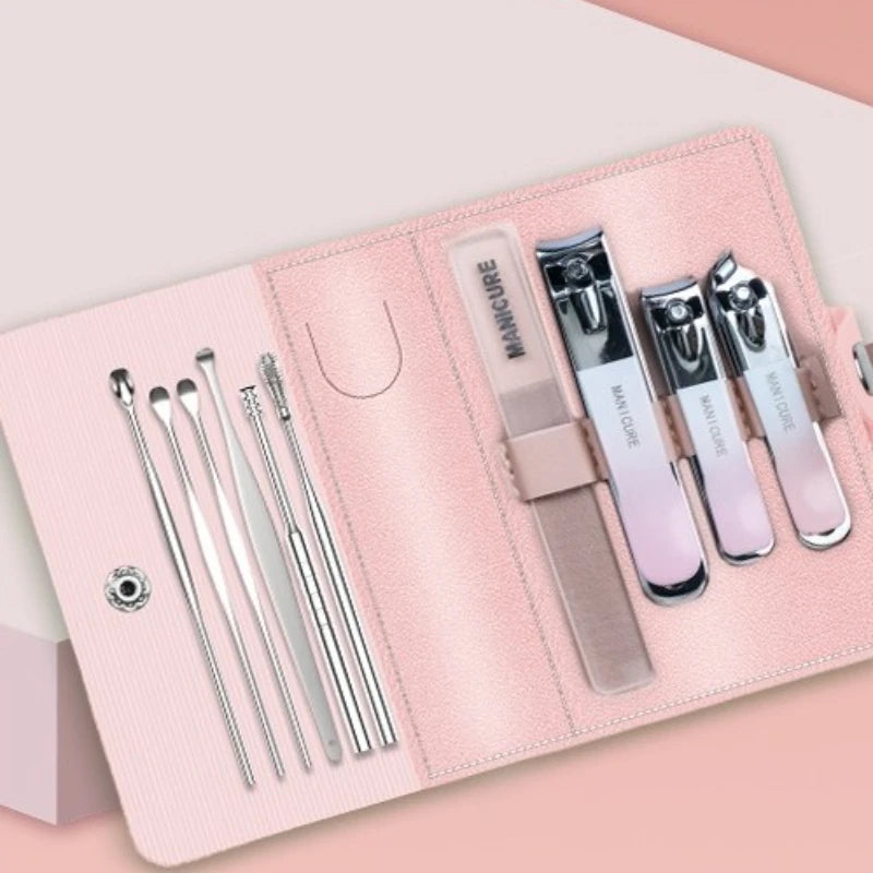 1/4 Pieces/set Manicure Set with Portable Leather Case and Nano Nail File - Fingernails & Toenails Clippers for Nail Care