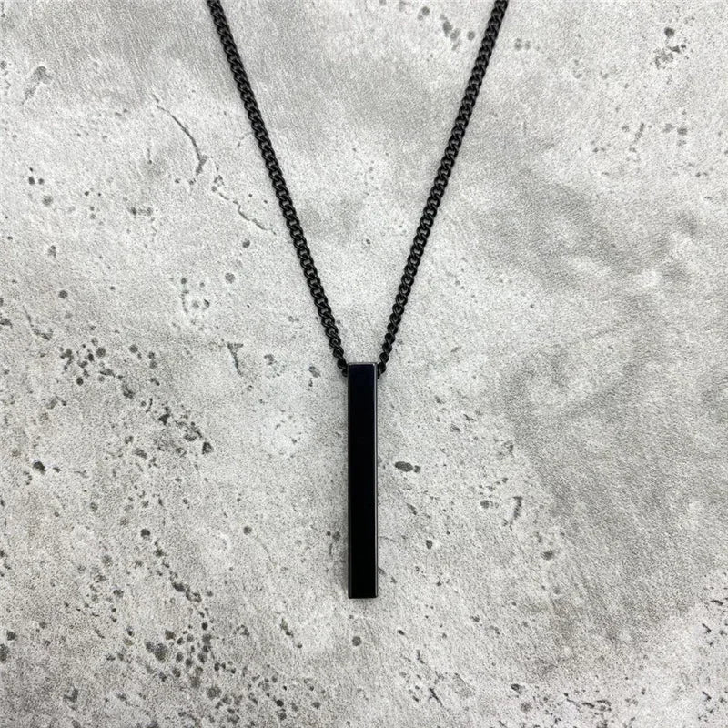 Personality Geometric Square Spiral Pendant Necklace for Mens Hip Hop Rock Chokers Stainless Steel Chain Punk Party Jewelry Gift