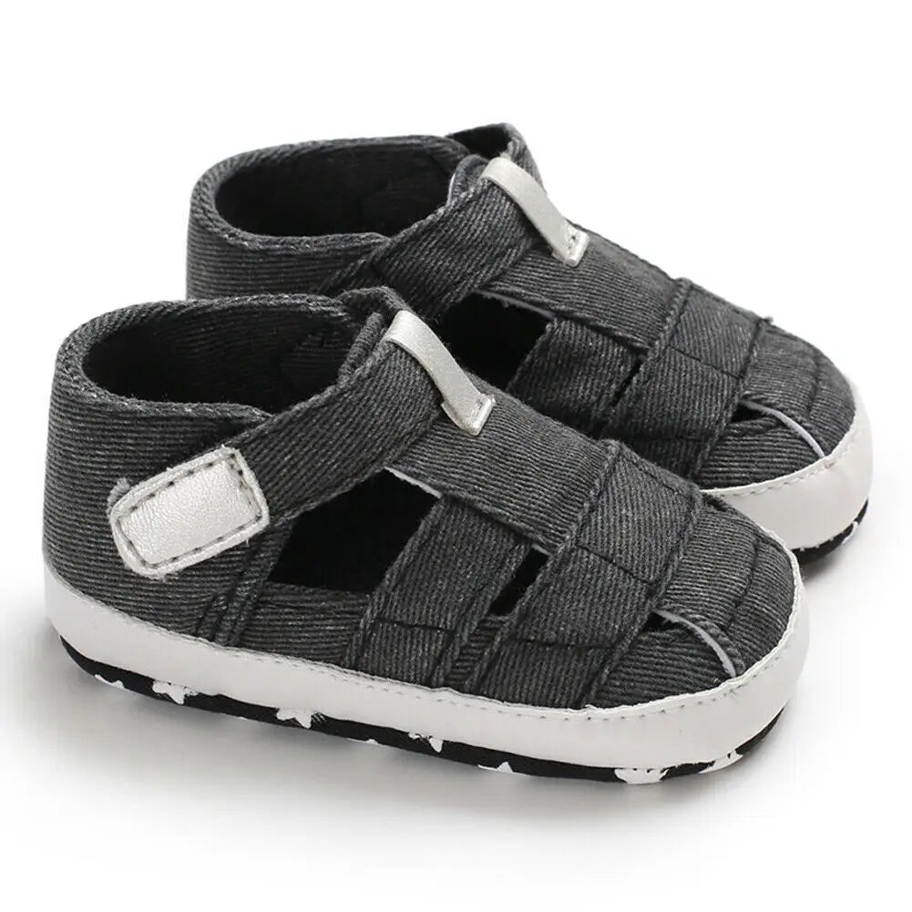 0-24montsh Infant Boys Canvas Shoes Moccasins Child Sandals Boys Summer Sandals Sneakers For Baby Boys Solid Black Sandals