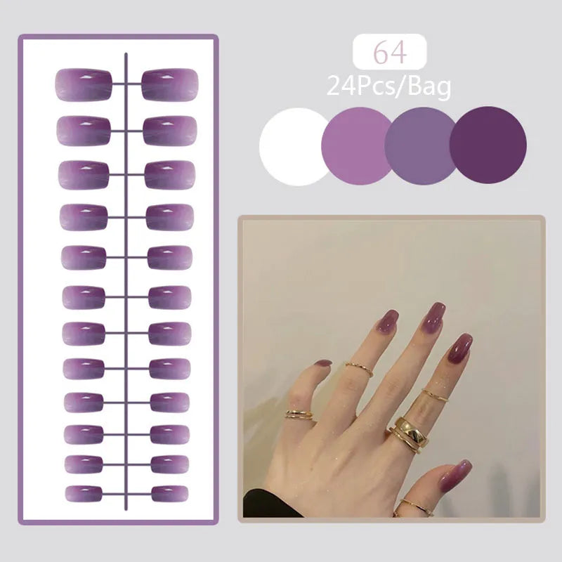 24Pcs/Set White French Press on Fake Nails Full Cover Artificial Wearable Nail Beauty Tips Naked French White False Nails Art