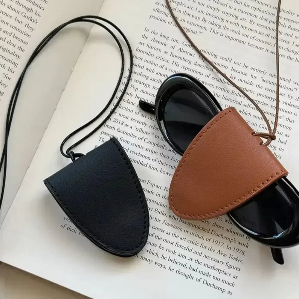 Neck Magnetic Multi Functional Leather Sunglasses Clip Necklace Women Outdoor Travel Portable Glasses Storage Box Hanging Rope