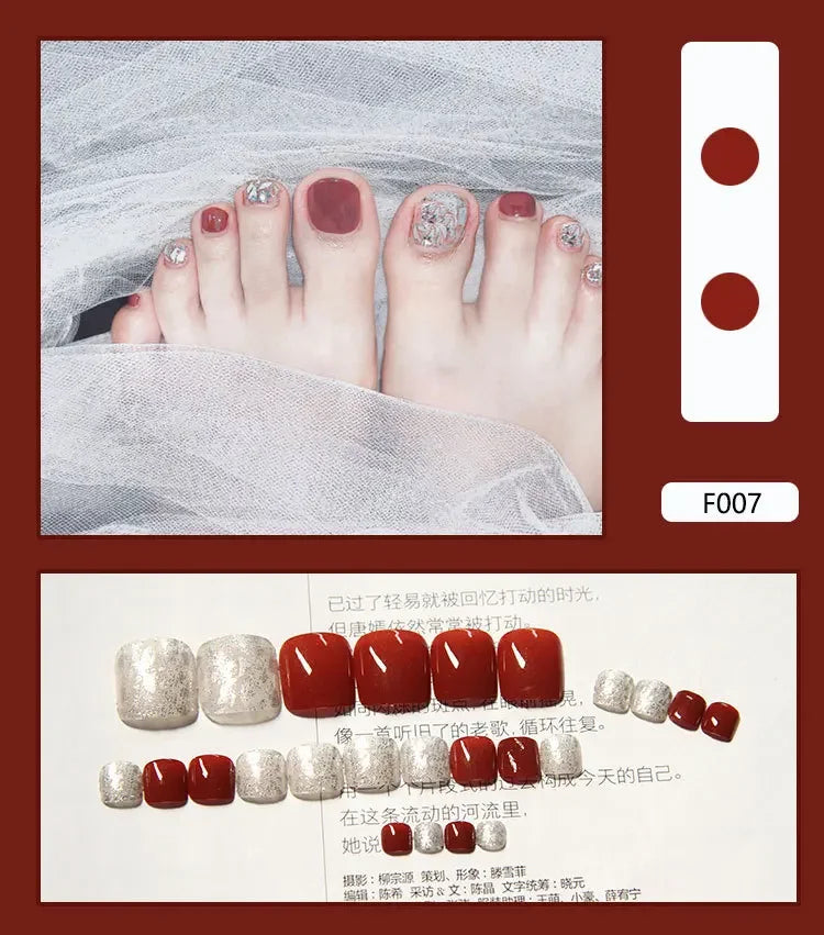 Simple French Press on Nails Fake Nails Tips with Sticker False Toenail Design Butterfly Lovely Girl False Toenail