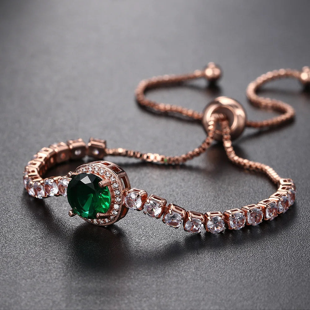 Sparkling Ajustable Tennis Bracelets For Women Men Punk Square Cubic Zirconia Hand Chain Rose Gold Plated Jewelry Gift KCH086