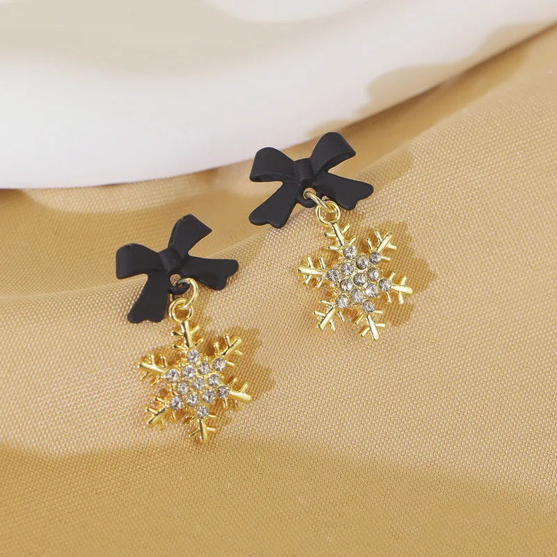 2024 New Red Bow Knot Snowflakes Drop Earring for Women Christmas Santa Claus Snowman Earrings Girls Xmas Jewelry Gifts