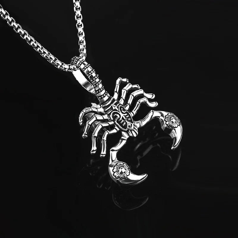 Hip Hop Rock Scorpion Pendant Necklace For Men Women Vintage Trendy Stainless Steel Insect Neck Chain Punk Cool Party Jewelry