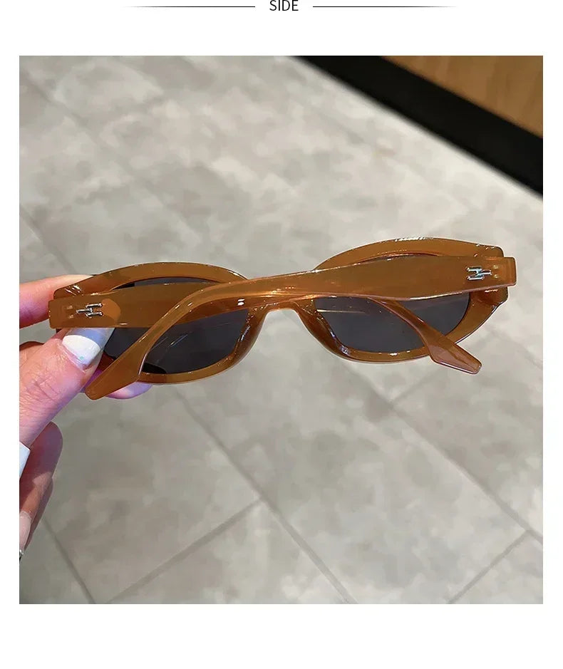 Popular Fashion Oval Women Luxury Sunglasses Retro Brand Designer Jelly Color Shades UV400 Men Rivets Sun Glasses
