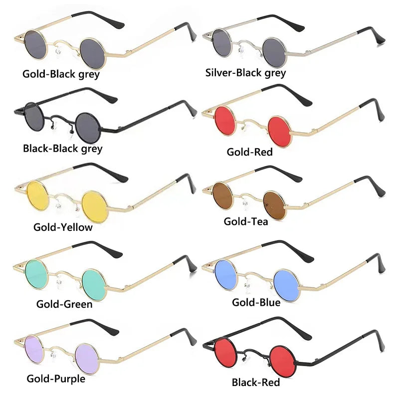 Classic Small Round Sunglasses Man Sunglasses Vintage Rock Punk Black Metal Steampunk Sun Glasses Women Mini Hip Hop Sunglasses