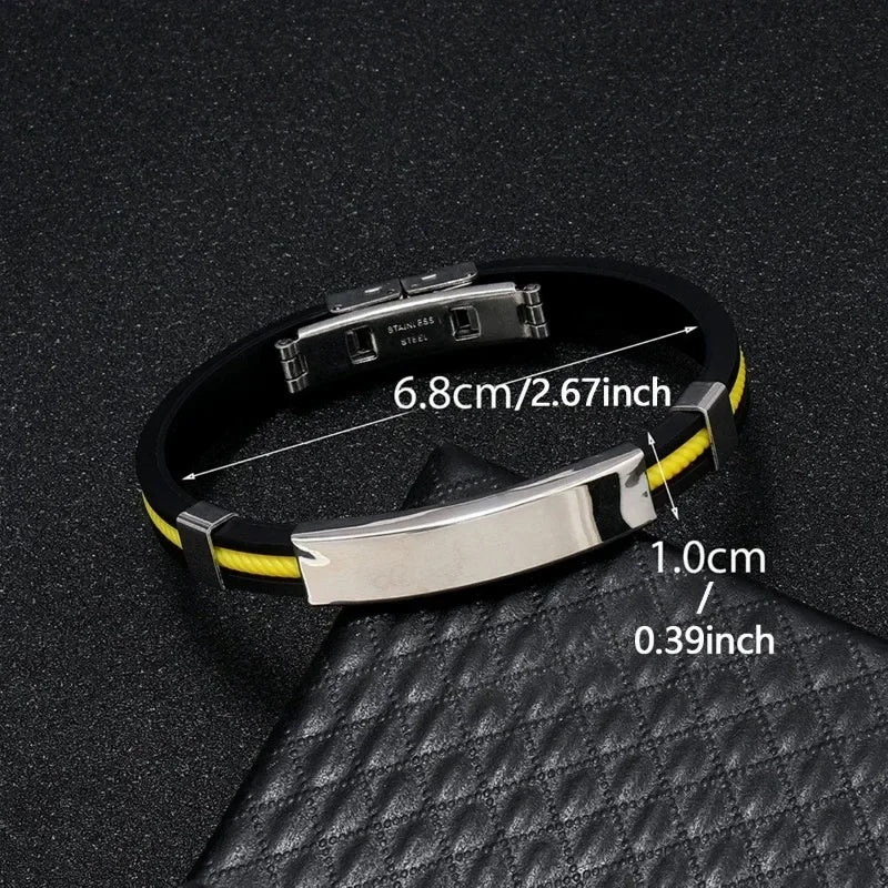 Fashion Men Silicone Bracelet Stainless Steel Bracelet on Hand for Couple Unisex Wrist Chain Jewelry