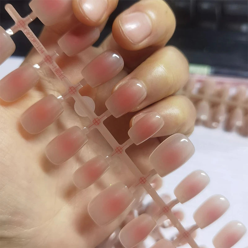 30Pcs Nude False Nail Tips Full Cover Gradient Fake Nails Coffin Artifical Nail Press On Manicure Nail DIY Tips
