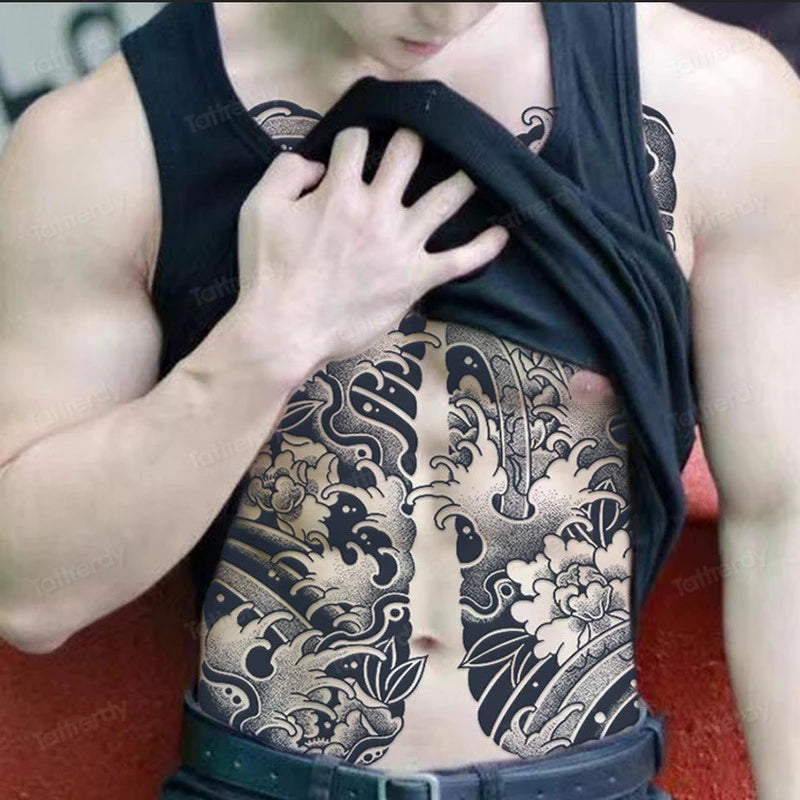 Angel Wings God Tattoo Stickers Realistic Juice Ink Semi Permanent Full Back Body Tattoo Temporary Lasting 2 Weeks Men Adult
