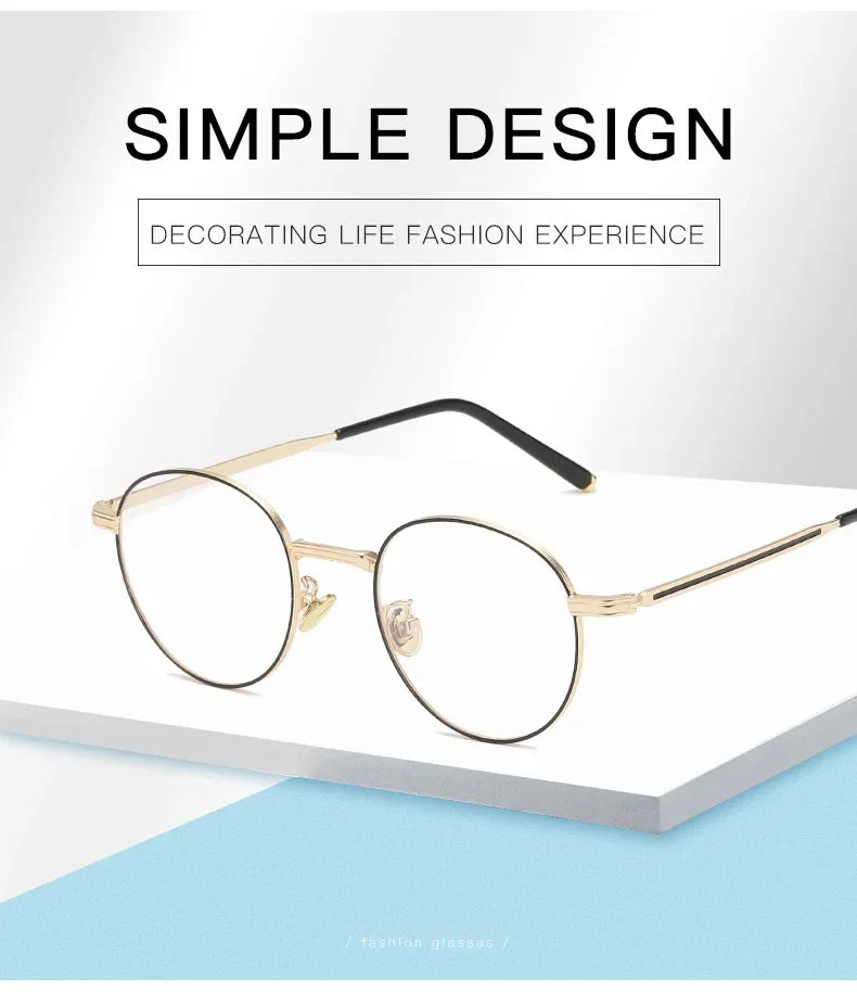 Metal Round Anti Blue Light Glasses Women Men Classic Trend Eyeglasses Frames Transparent Computer Glasses Oculos Feminino