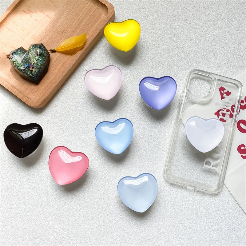 Heart Shape 3D Crystal Foldable Finger Ring Griptok Phone Holder for IPhone Samsung Support Socket Pocket Grip Tok Stand Bracket