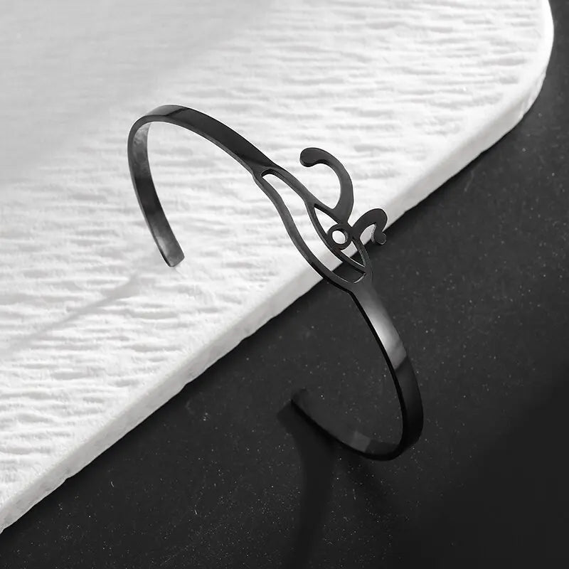 Silver-Plated Lucky Sixpence Pattern Letter Bracelet Men's Cuff Bangles Women's Trendy Charm Jewelry