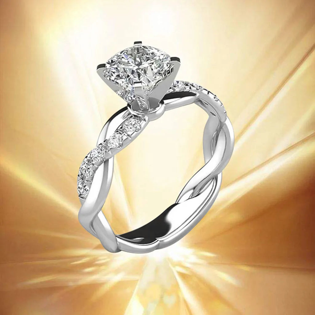 Wedding Engagement Party Gift Rings For Women Silver Color Dimond Ring Bridal Zircon Elegant Fashion Rings Bague Femme