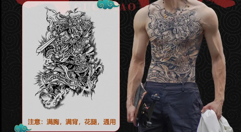 Angel Wings God Tattoo Stickers Realistic Juice Ink Semi Permanent Full Back Body Tattoo Temporary Lasting 2 Weeks Men Adult