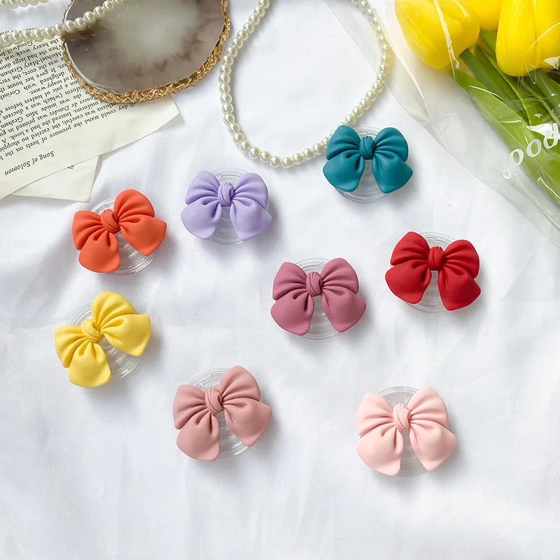 Cute Colorful Bowknot Phone Grip Expandable Desktop Stand Macaron Resin Butterfly Knot Foldable Holder Mobile Accessory