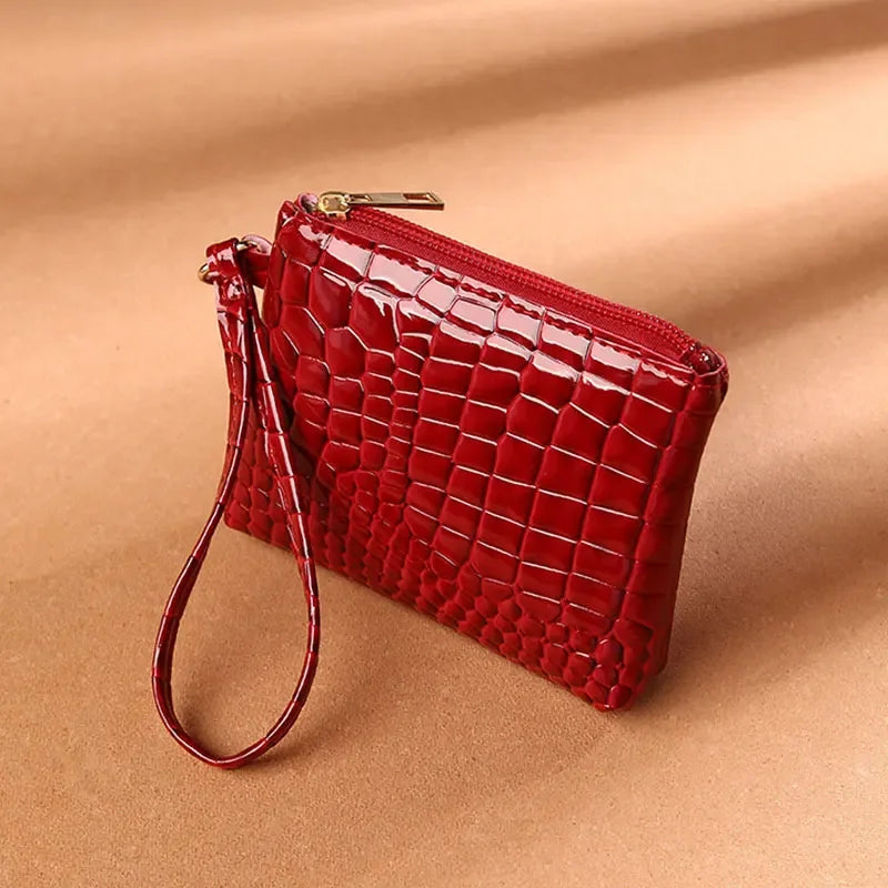Litchi Pattern Retro Wallet Small Bag  Coin Purse Mini Wallet Female Pu Leather Card Holder Solid Color