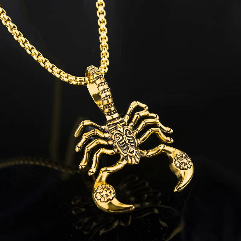 Hip Hop Rock Scorpion Pendant Necklace For Men Women Vintage Trendy Stainless Steel Insect Neck Chain Punk Cool Party Jewelry