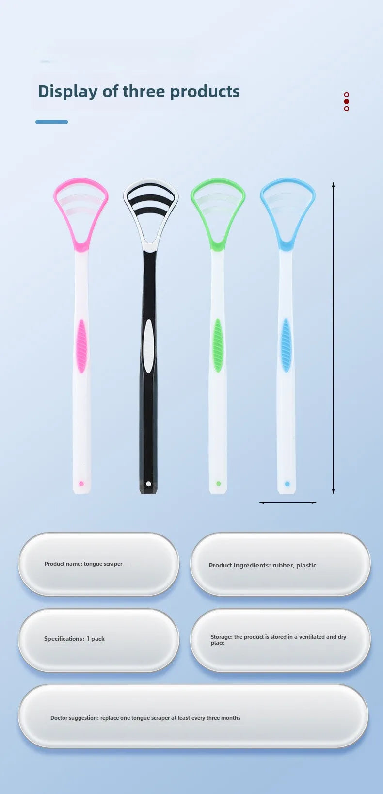 1PCS Silicone Tongue Scraper With Ergonomic Handle Double-sided Fresher Breath Tongue Cleaning Brush Oral Hygiene Tool Wholesale