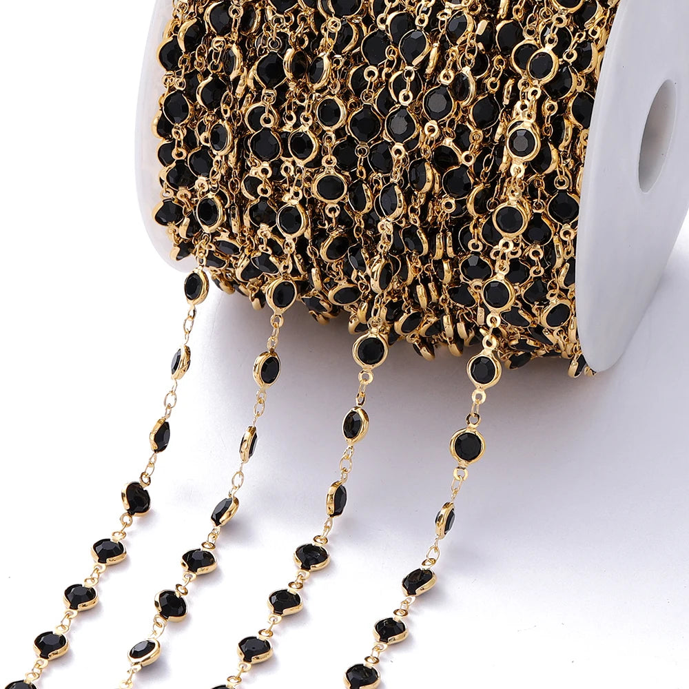 1Meter Colorful Glass Crystal Beads Chain Copper Chains For Necklace Bracelet Jewelry Making DIY Components Accessories