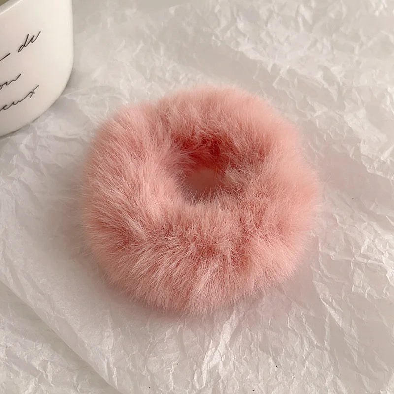 Autumn and Winter Plush Patch Bear Towel Ring Hair Tie Korean Style Hair Accessories Headband Thick High Elastic Hair Rope