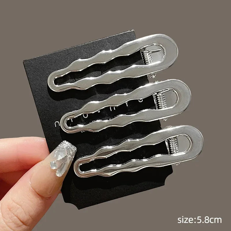3Pcs/Set Sweet Fashion Metal Hairpin Non Slip Hairpin Geometric Hollow Hair Pin Women Barrettte Hair Clip