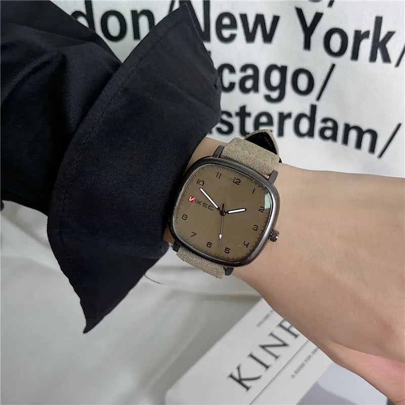 Brand Quartz Watch Youth Student Watch Vintage Square Dial Leather Belt Wristwatch Casual Fashion Men Women Gift Clock Wholesale