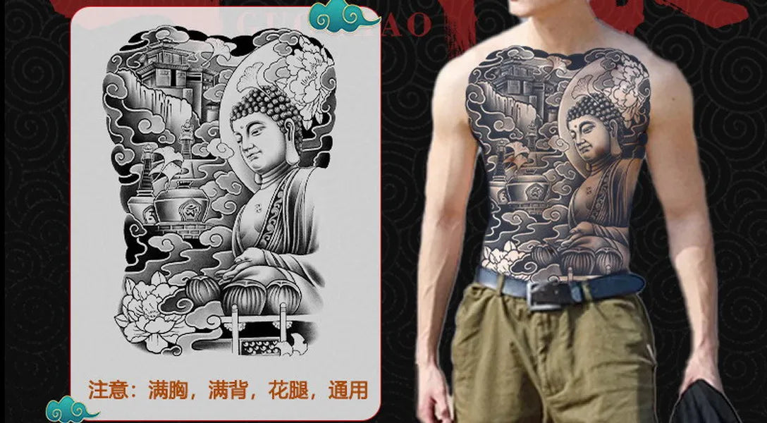 Angel Wings God Tattoo Stickers Realistic Juice Ink Semi Permanent Full Back Body Tattoo Temporary Lasting 2 Weeks Men Adult