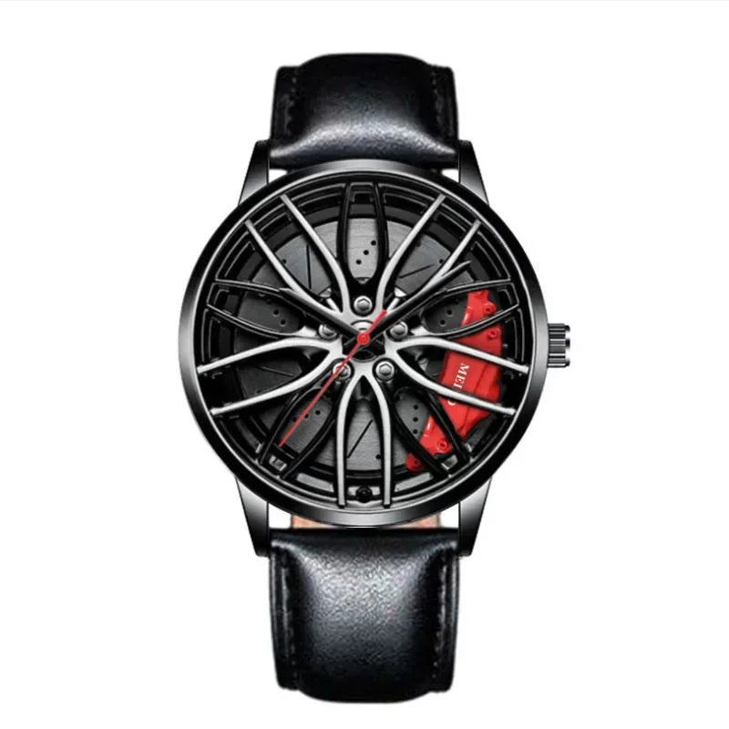 Car Watches for Men Stainless Steel Quartz Wrist Watch Sports Men Watches with Car Wheel Rim Hub Design Reloj Hombre