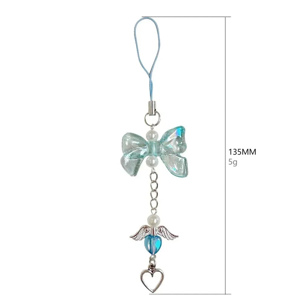 Phone Charm Y2K Phone Chain Trendy Pendant Bow Lanyard Mobile Phone Strap Sweet Girl Key Cord Mobile Lanyard Jewelry Gift