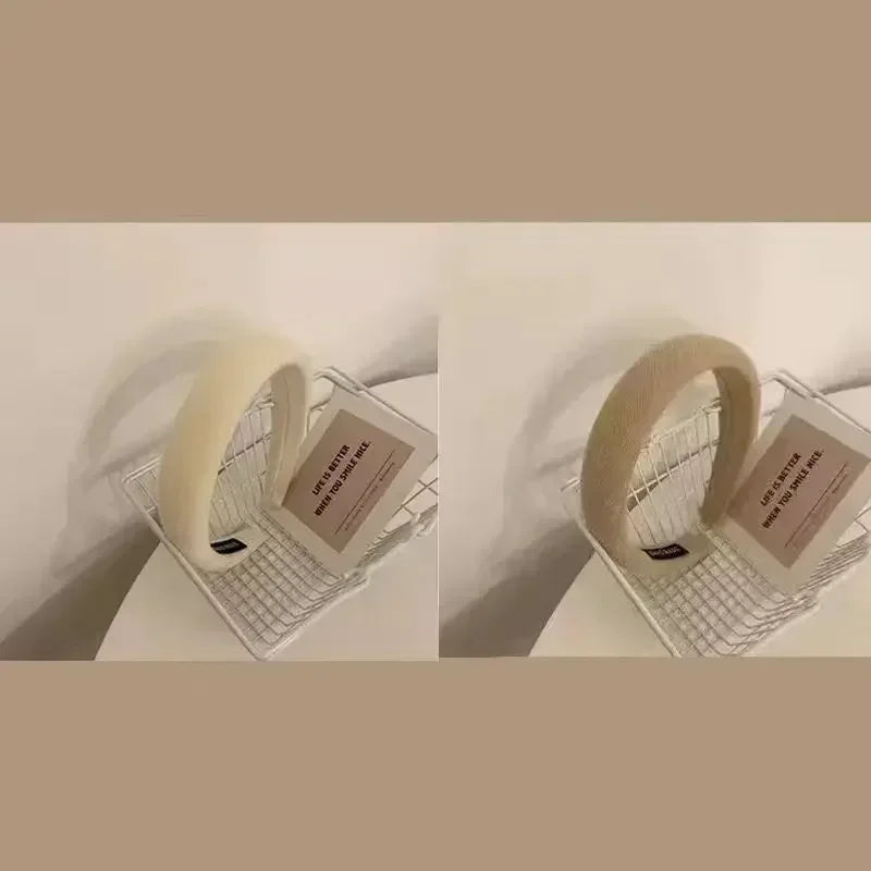 Fashion Padded Headbands For Women Wide Velvet Bezel Hair Band Hair Hoop Girl Sponge Thick Solid Color Hair Accessories Headwear