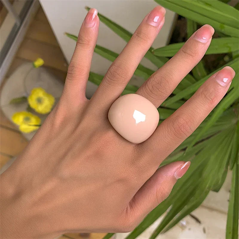 Classic Candy Color Acrylic Ring Exaggerated Geometric Rings Gothic Y2k Jewelry Wholesale Women's Fashion Accessories 반지