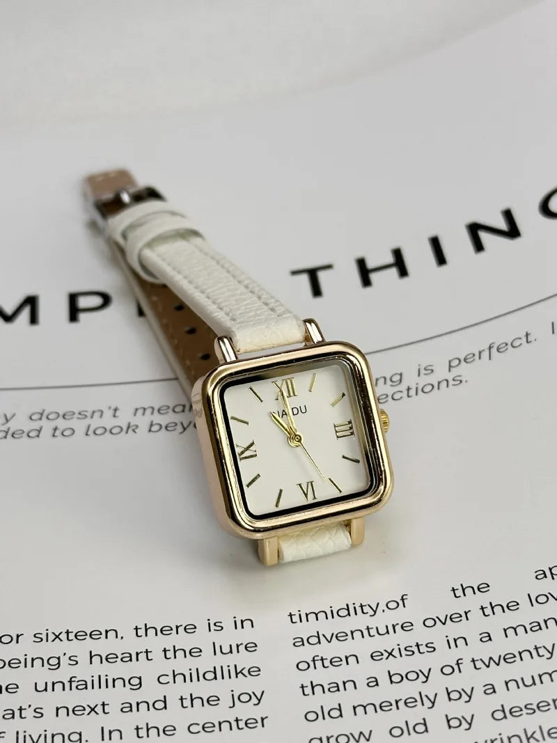 Vintage Small Square Watch Famous Brand Women Quartz Watch Luxury Gifts Ladies Clock Red Leather Strap Wristwatches Dropshipping