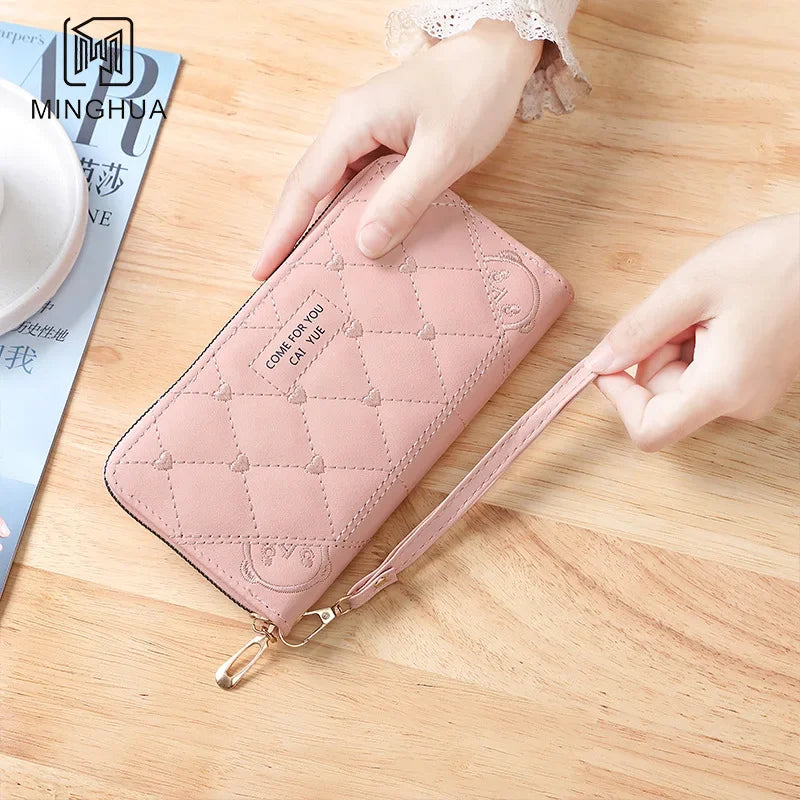 New Wallet Women's European and American Card Bag Zipper Handbag Embroidered Mobile Phone Bag