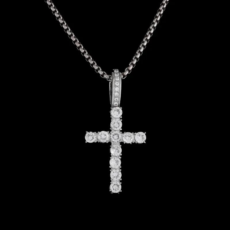 Vintage Christian Ice Crystal Jesus Head Pendant Necklace for Men and Women Cross Catholic Amulet Jewelry