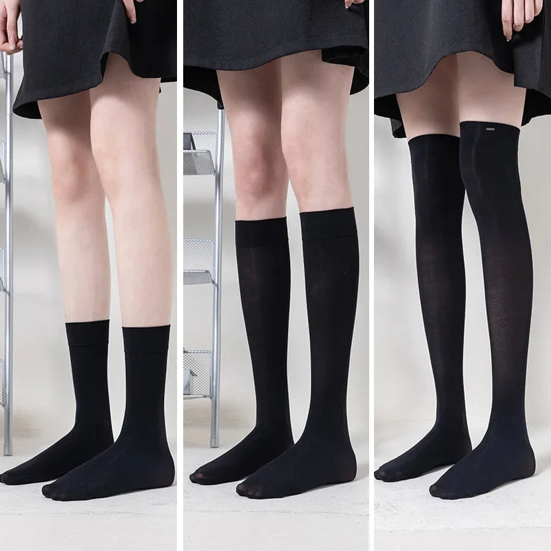 Fashion Black White Soild Color Long Socks Women Over Knee Thigh High Over The Knee Stockings Lolita Ladies Girls Warm Knee Sock