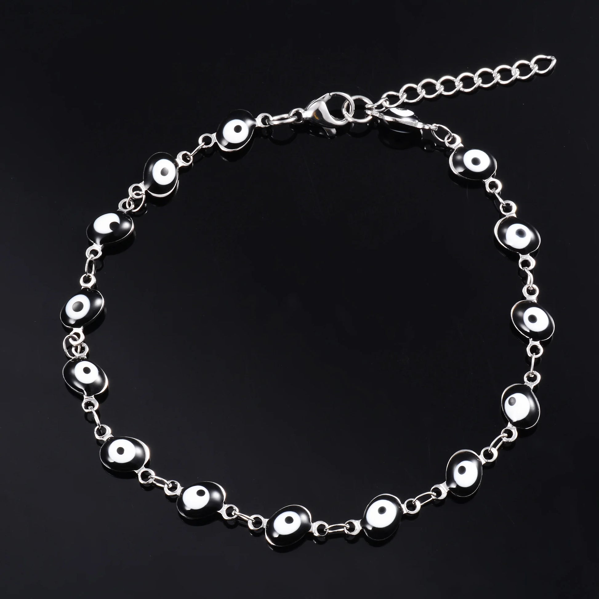 6mm Wide Egg Evil Turkey Eye Chain Stainless Steel Bracelet for Women Girl Ankle Anklet Summer Jewelry Accessories for Hand Foot