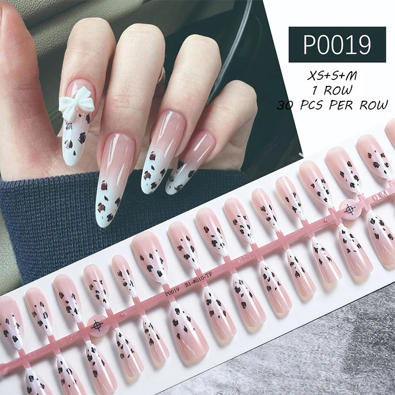 24Pcs/Set White French Press on Fake Nails Full Cover Artificial Wearable Nail Beauty Tips Naked French White False Nails Art