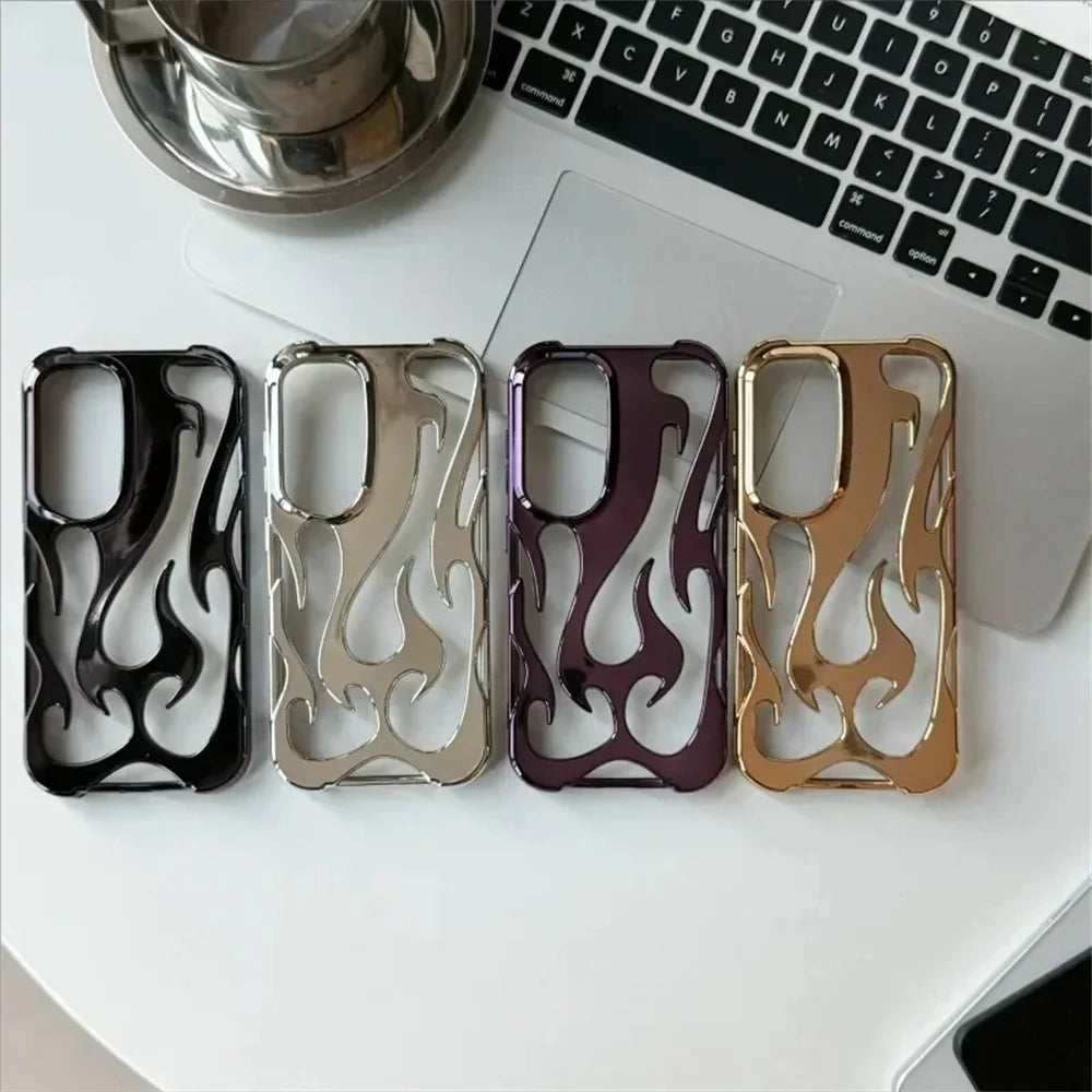 Fashion Hollow Slim Flame Pattern Soft Case For Samsung Galaxy S25 S24 Ultra S22 S23 A54 A55 A16 A15 A14 A06 Shockproof 3D Cover