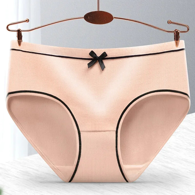 Ladies Cotton Underwear Panties Girls Sexy Seamless Antibacterial Crotch Breathable Briefs Mid-waist Large Size Women's Panties