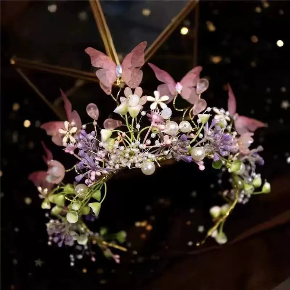 Elegant Girls Headband Imitated Pearl Hair Headdress Baby GirlsFlower Wreath Bride Garland Head Hoop Wedding Headbands Hair