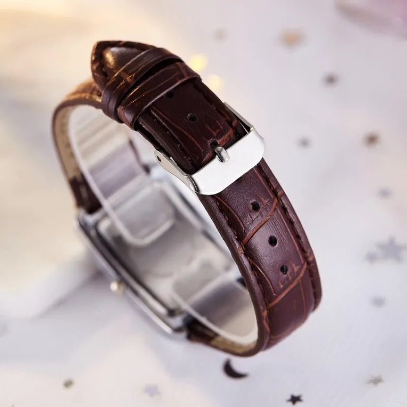 Couple Quartz Watch Luxury Rectangle Dial Women Men Leather Band Watches Luxury Gift Casual Wristwatch Relojes Para Mujer