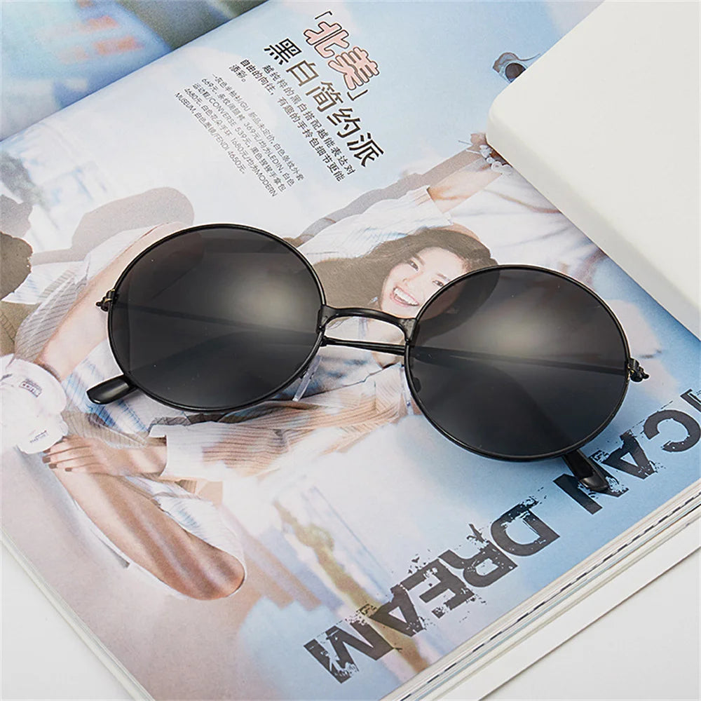 Retro Round Sunglasses For Men Women Metal Hippie Circle Eyeglasses Clear Lens Sun Glasses Goggles Wedding Photo Prop Eyewear