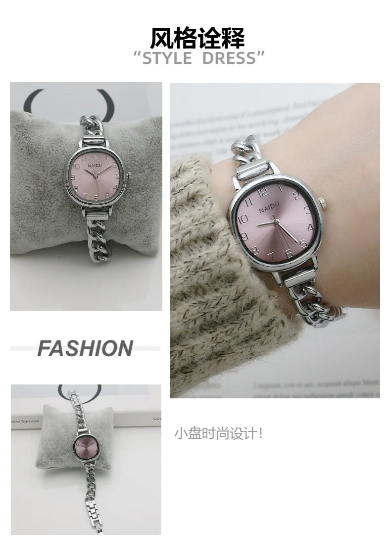 Brand Oval Dial Quartz Watch Korean Version Simple and Fashion Women's Bracelet Wristwatch Luxury Gift Small Green Watches